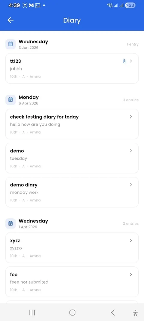 Jantrah Tech school management parent app, screen 10