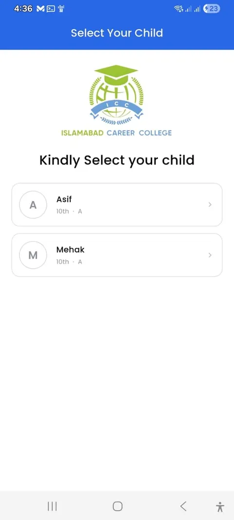 Jantrah Tech school management parent app, screen 2