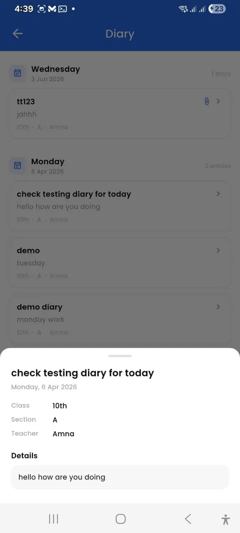 Jantrah Tech school management parent app, screen 8
