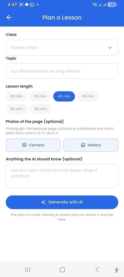 Jantrah Tech school management teacher app, screen 5