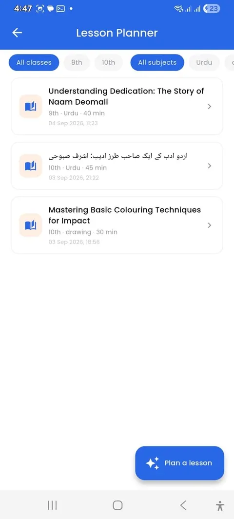 Jantrah Tech school management teacher app, screen 7
